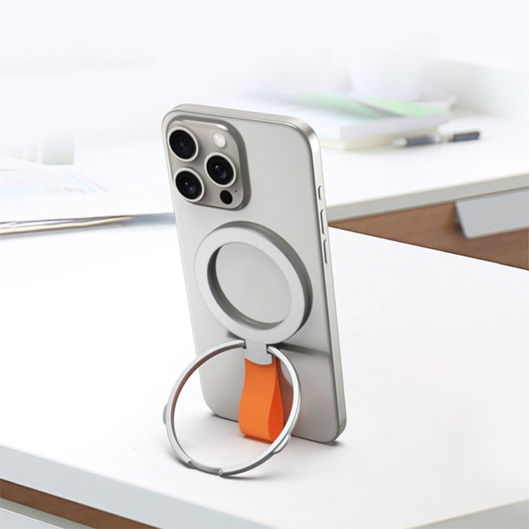 MagSafe Magnetic Pivot Stand Phone Ring Holder(Silver + Orange) - free shipping - PMC TechLife - Order now!