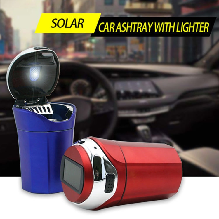 N12E Car Creative Ashtray Solar Power With Light And Cover With Cigarette Liighter (Blue) - Ashtrays by PMC Jewellery | Online Shopping South Africa | PMC Jewellery | Buy Now Pay Later Mobicred