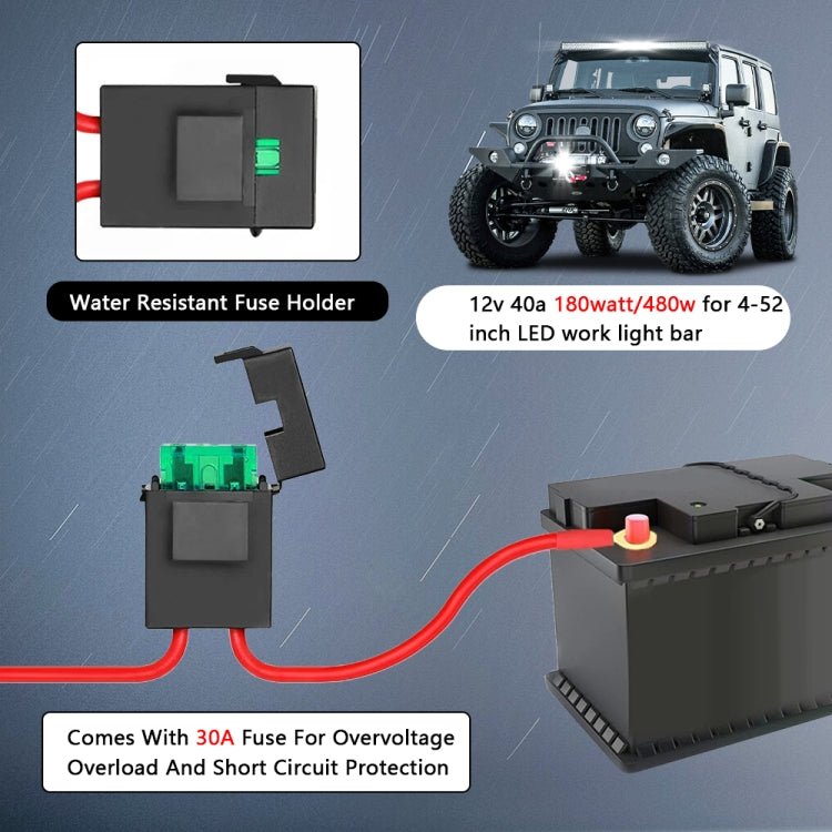 D0034 Off-road Vehicle 300W Round Waterproof Switch Light Wiring Harness - Wires by PMC TechLife | Online Shopping South Africa | PMC TechLife | Buy Now Pay Later Mobicred