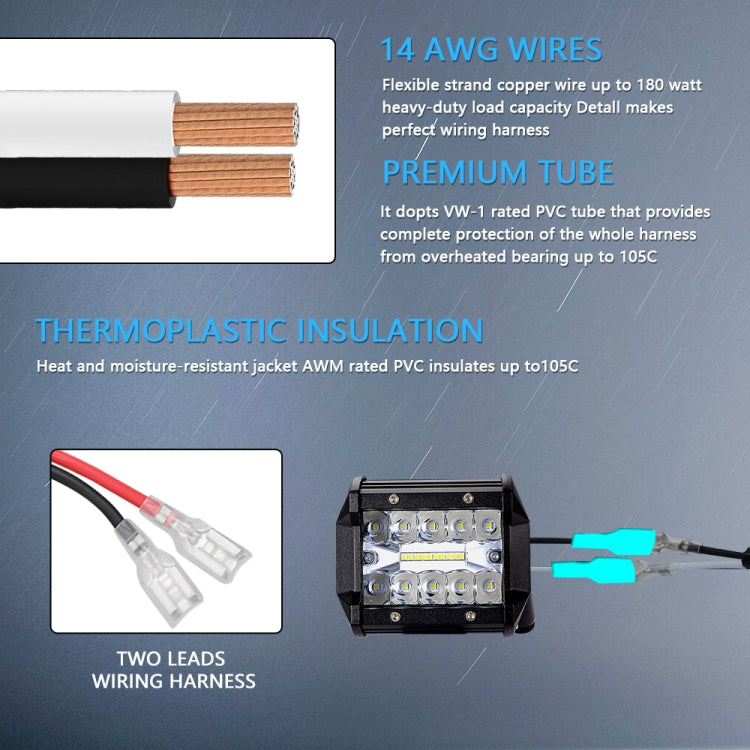 D0034 Off-road Vehicle 300W Round Waterproof Switch Light Wiring Harness - Wires by PMC TechLife | Online Shopping South Africa | PMC TechLife | Buy Now Pay Later Mobicred