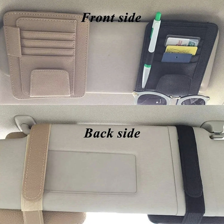 Multifunctional Car Litchi Pattern Glasses Holder Sun Visor Bill Holder (Black) - Sunglasses & Glasses Clips by PMC TechLife | Online Shopping South Africa | PMC TechLife