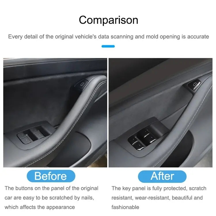 For Tesla Model 3 / Y 11pcs / Set Car Window Lift Button PU Adhesive Decorative Sticker - Car Interior Mouldings by PMC Jewellery | Online Shopping South Africa | PMC Jewellery | Buy Now Pay Later Mobicred