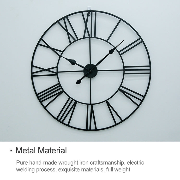 45cm Retro Living Room Iron Round Roman Numeral Mute Decorative Wall Clock (Black) - Wall Clock by PMc TechLife | Online Shopping South Africa | PMc TechLife | Buy Now Pay Later Mobicred