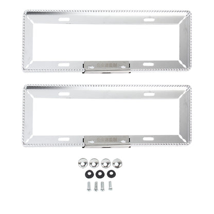 2 PCS Car License Plate Frames Car Styling License Plate Frame Aluminum Alloy Universal License Plate Holder Car Accessories(Silver) - License Plate Covers & Frames by PMC Jewellery | Online Shopping South Africa | PMC Jewellery | Buy Now Pay Later Mobicred