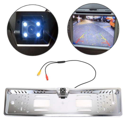 JX-9488 720x540 Effective Pixel NTSC 60HZ CMOS II Universal Waterproof Car Electroplated Silver Rear View Backup Camera with 2W 80LM 5000K White Light 4LED Lamp, DC 12V, Wire Length: 4m - Rear View Cameras by PMC Jewellery | Online Shopping South Africa | PMC Jewellery | Buy Now Pay Later Mobicred