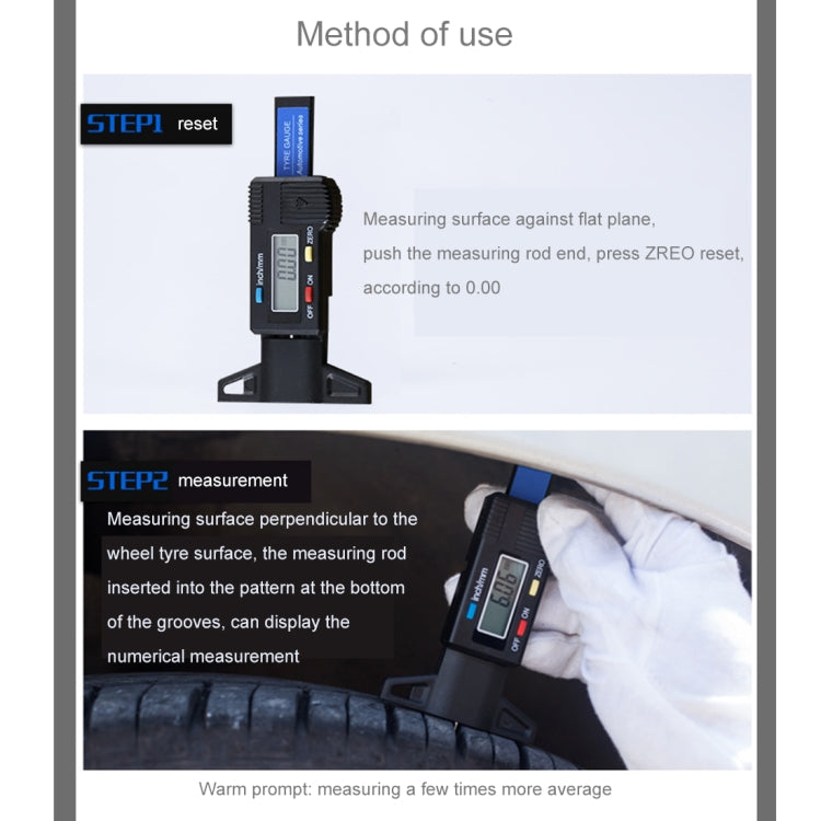 0-25mm Electronic Digital Tread Plan Refinding Rounds Refinding Outcome Exists Tread Tablets Type Gauge Depth Vernier Caliper Measuring Tools(Blue) - Electronic Test by PMC TechLife | Online Shopping South Africa | PMC TechLife | Buy Now Pay Later Mobicred