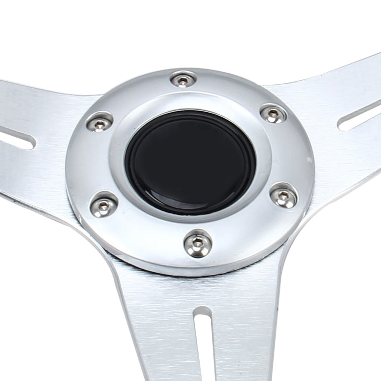 35cm PU Racing Sport Hand Wheel Car Modified Steering Wheel(Silver) - Steering Wheel Accessories by PMC TechLife | Online Shopping South Africa | PMC TechLife | Buy Now Pay Later Mobicred