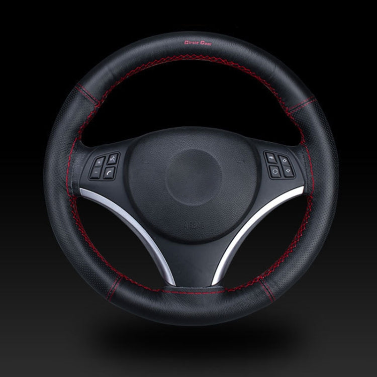 Car Universal 38cm Genuine Leather Hand-stitched Steering Wheel Cover(Brown) - Steering Wheel Accessories by PMC TechLife | Online Shopping South Africa | PMC TechLife | Buy Now Pay Later Mobicred