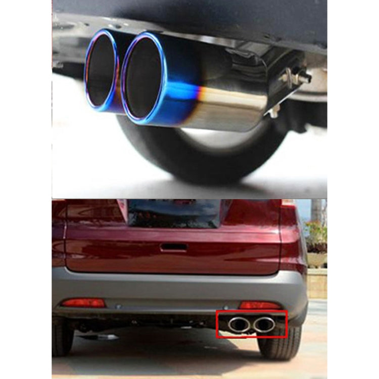 Universal Car Styling Stainless Steel Curved Double Outlets Exhaust Tail Muffler Tip Pipe(Blue) - Exhaust Pipes by PMC Jewellery | Online Shopping South Africa | PMC Jewellery