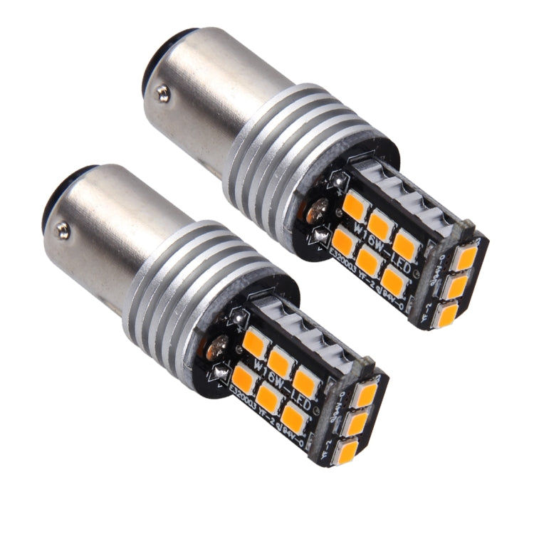 2 PCS 1157/BAY15D 3W 15 SMD-3528-LEDs Car Turn Light, DC 12V(Yellow Light) - Arrow Turn Lights by PMC Jewellery | Online Shopping South Africa | PMC Jewellery | Buy Now Pay Later Mobicred