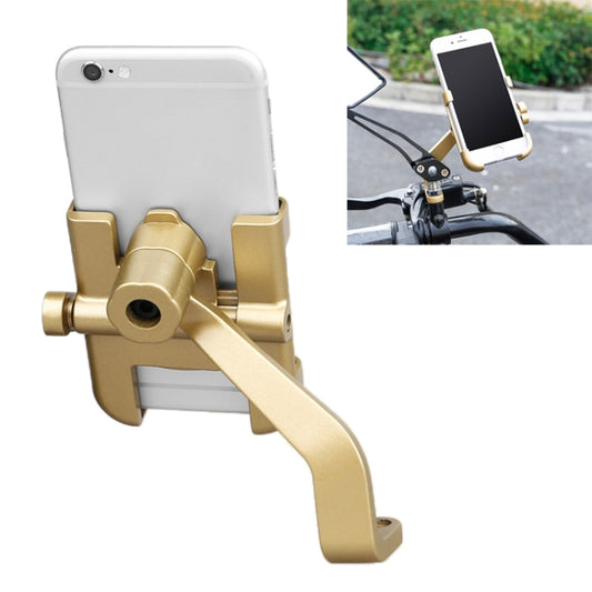 Motorcycle Rear View Mirror Aluminum Alloy Phone Bracket, Suitable for 60-100mm Device(Gold) - Holder by PMC Jewellery | Online Shopping South Africa | PMC Jewellery | Buy Now Pay Later Mobicred