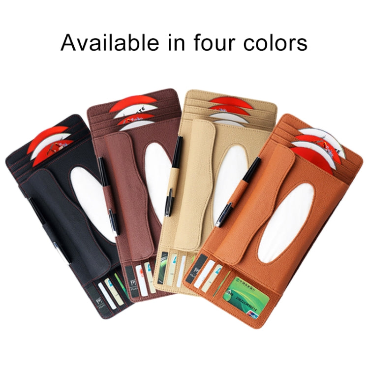 DERANFU 3 In 1 Lichee Texture Multi-function Car Hang Type Leather Towel Box with Card Slot & CD Slot(Brown) - Tissue Boxes by PMC Jewellery | Online Shopping South Africa | PMC Jewellery | Buy Now Pay Later Mobicred