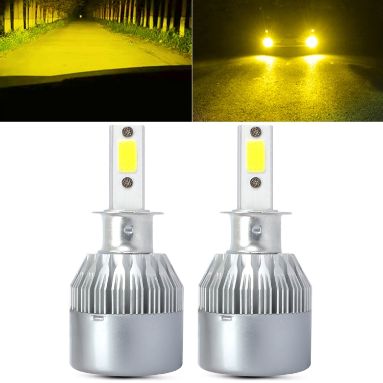 2 PCS  H3 18W 1800 LM 3000K IP68 Canbus Constant Current Car LED Headlight with 2 COB Lamps, DC 9-36V(Gold Light) - LED Headlamps by PMC Jewellery | Online Shopping South Africa | PMC Jewellery | Buy Now Pay Later Mobicred