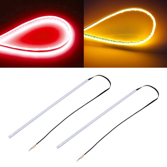 2 PCS 45cm DC12V 5W Ultra-thin Waterproof Car Auto Double Colors Turn Lights / Running Lights SMD-2835 LED Bulbs (Turn Lights: Yellow Light; Running Lights: Red Light) - Running Lights by PMC Jewellery | Online Shopping South Africa | PMC Jewellery | Buy Now Pay Later Mobicred