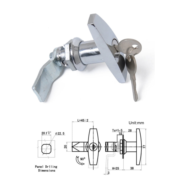 2 PCS Silver T Shape Handle Paddle Entry Door Latch & Keys Tool Box Lock for Trailer / Yacht / Truck - Locks & Hasps by PMC TechLife | Online Shopping South Africa | PMC TechLife | Buy Now Pay Later Mobicred