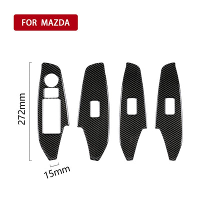 Car Carbon Fiber Left Drive Window Lift Panel Decorative Sticker for Mazda Axela 2014 / 2017-2018 - Car Interior Mouldings by PMC Jewellery | Online Shopping South Africa | PMC Jewellery | Buy Now Pay Later Mobicred