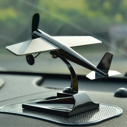 Car Interior Decoration Accessories Aircraft Model Ornaments Propeller Rotating Solar Energy Ornament (Silver) - Ornaments by PMC Jewellery | Online Shopping South Africa | PMC Jewellery | Buy Now Pay Later Mobicred