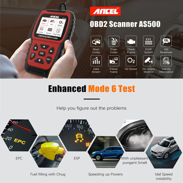 Ancel AS500 OBDII Scanner Engine Reader Car Diagnostics Tool - Electronic Test by PMC TechLife | Online Shopping South Africa | PMC TechLife | Buy Now Pay Later Mobicred