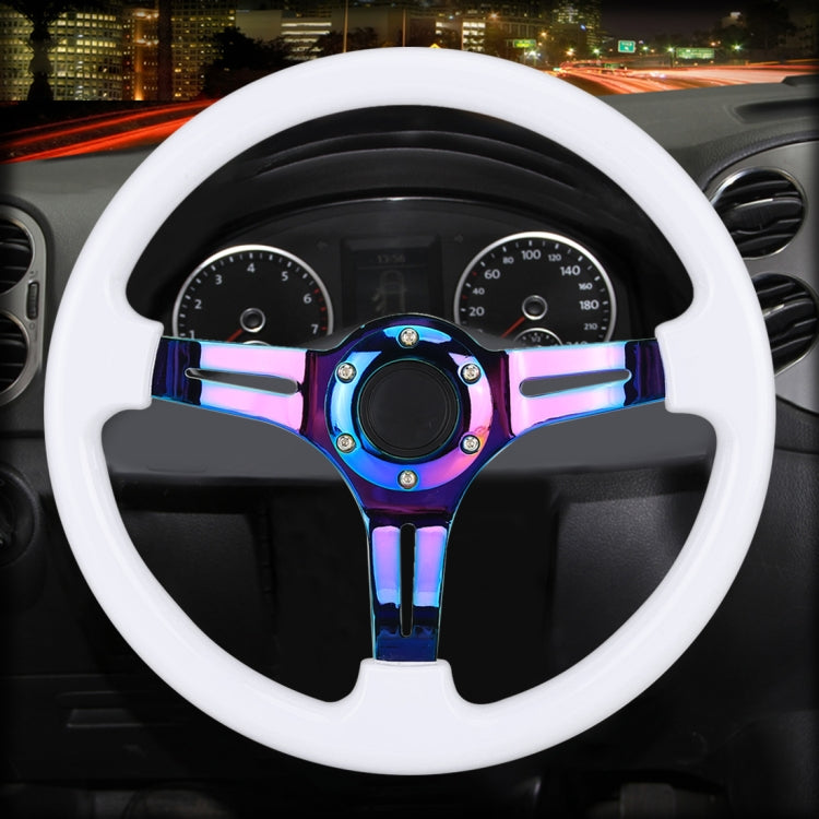 Car Colorful Modified Racing Sport Horn Button Steering Wheel, Diameter: 35cm(White) - Steering Wheel Accessories by PMC Jewellery | Online Shopping South Africa | PMC Jewellery | Buy Now Pay Later Mobicred