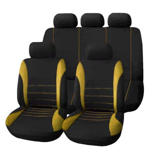 9 in 1 Universal Four Seasons Anti-Slippery Cushion Mat Set for 5 Seat Car, Style: Stitches (Yellow) - Seat Accessories by PMC Jewellery | Online Shopping South Africa | PMC Jewellery | Buy Now Pay Later Mobicred