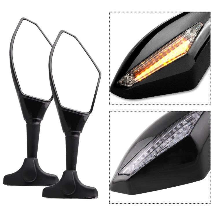 Motorcycle Modified Rear View Mirror Set with Light for Kawasaki (Carbon Fiber Black) - Side Mirrors by PMC TechLife | Online Shopping South Africa | PMC TechLife | Buy Now Pay Later Mobicred