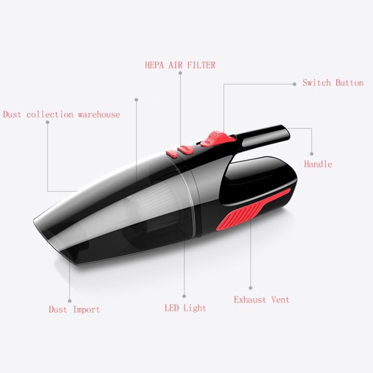Car Wired Portable 120W Handheld Powerful Vacuum Cleaner with LED Light Cable Length: 5m(White) - Vacuum Cleaner by PMC TechLife | Online Shopping South Africa | PMC TechLife | Buy Now Pay Later Mobicred