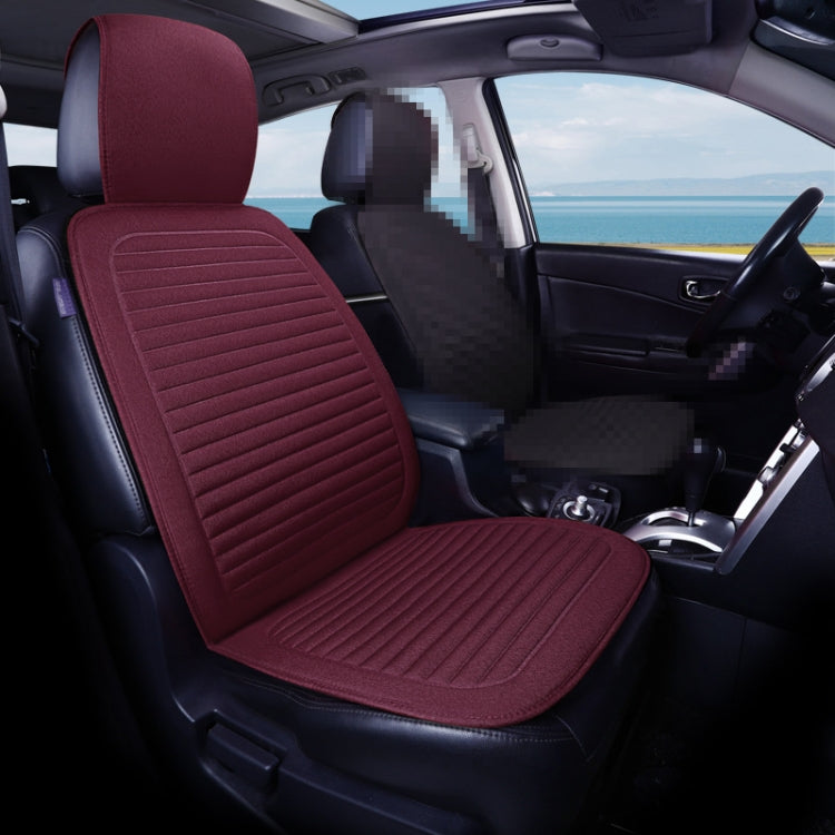 Car Four Seasons Linen Fabric Front Seat Cushion (Wine Red) - Seat Accessories by PMC Jewellery | Online Shopping South Africa | PMC Jewellery | Buy Now Pay Later Mobicred