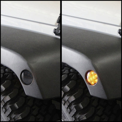 8W DC 12V Car SUV Refit LED Wheel Eyebrow Turn Signal for Jeep Wrangler JK 07-17, Specification: Smoke Black with Aperture - Arrow Turn Lights by PMC Jewellery | Online Shopping South Africa | PMC Jewellery | Buy Now Pay Later Mobicred