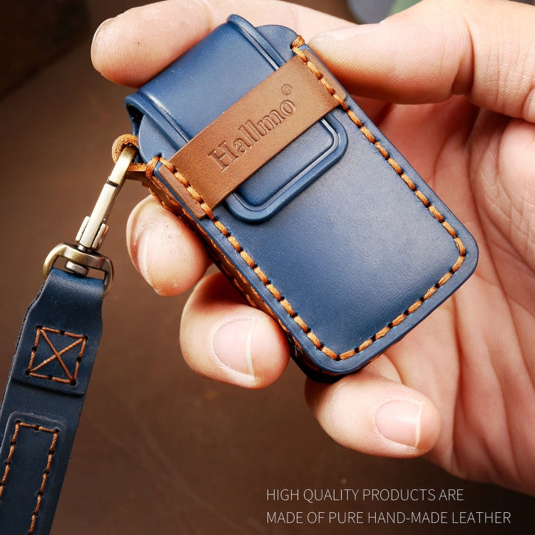Hallmo Car Cowhide Leather Key Protective Cover Key Case for Honda 3-button Start(Brown) - Car Key Cases by Hallmo | Online Shopping South Africa | PMC TechLife | Buy Now Pay Later Mobicred