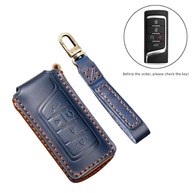 Hallmo Car Cowhide Leather Key Protective Cover Key Case for Trumpchi GS4 2021 B Style(Black) - Car Key Cases by Hallmo | Online Shopping South Africa | PMC Jewellery | Buy Now Pay Later Mobicred