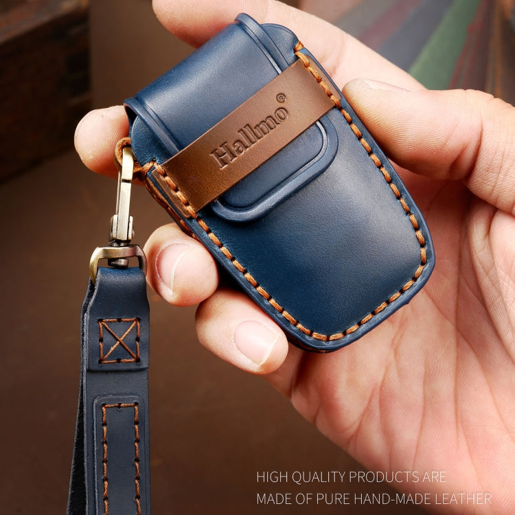 Hallmo Car Cowhide Leather Key Protective Cover Key Case for Toyota Corolla 2017 2-button(Blue) - Car Key Cases by Hallmo | Online Shopping South Africa | PMC TechLife | Buy Now Pay Later Mobicred