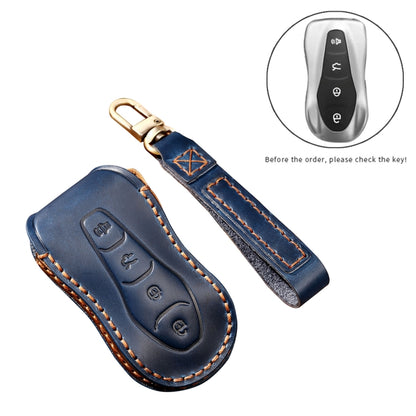 Hallmo Car Cowhide Leather Key Protective Cover Key Case for Geely Emgrand A Style(Black) - Car Key Cases by Hallmo | Online Shopping South Africa | PMC Jewellery | Buy Now Pay Later Mobicred