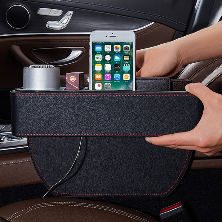 Car Multi-functional Wireless Fast Charge Console PU Leather Box Cup Holder Seat Gap Side Storage Box (Beige) - Stowing Tidying by PMC Jewellery | Online Shopping South Africa | PMC Jewellery | Buy Now Pay Later Mobicred