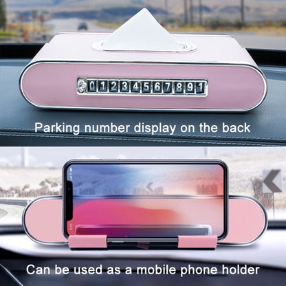 Car Dashboard Diamond Paper Towel Box with Temporary Parking Phone Number Card & Phone Holder(Pink) - Tissue Boxes by PMC Jewellery | Online Shopping South Africa | PMC Jewellery