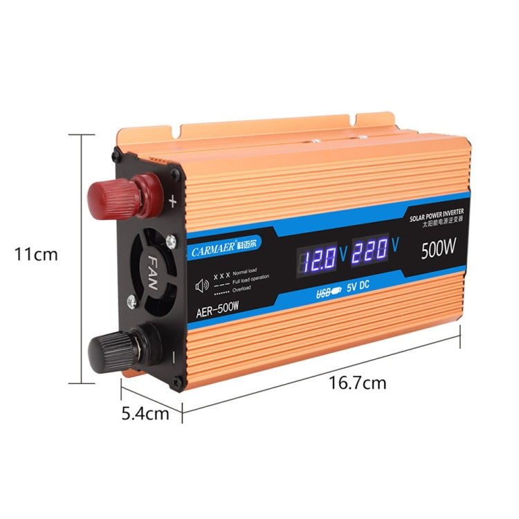 Carmaer Modified Sine Wave 12V to 220V 500W Car Multi-function Double Digital Display Inverter Household Power Converter - Modified Square Wave by PMC TechLife | Online Shopping South Africa | PMC TechLife | Buy Now Pay Later Mobicred