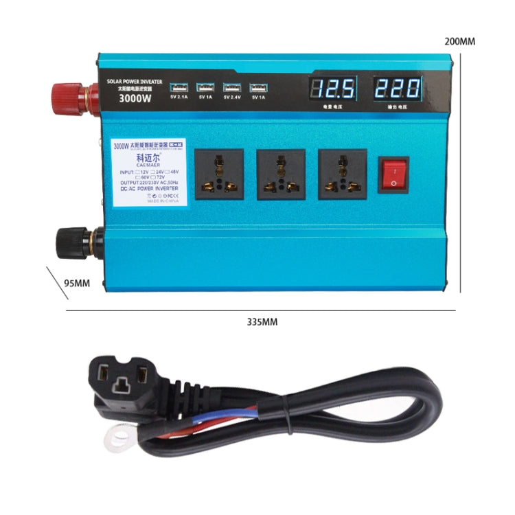 Carmaer 48V to 220V 3000W Intelligent Fan Car Double Digital Display Inverter Household Power Converter - Modified Square Wave by PMC Jewellery | Online Shopping South Africa | PMC Jewellery | Buy Now Pay Later Mobicred