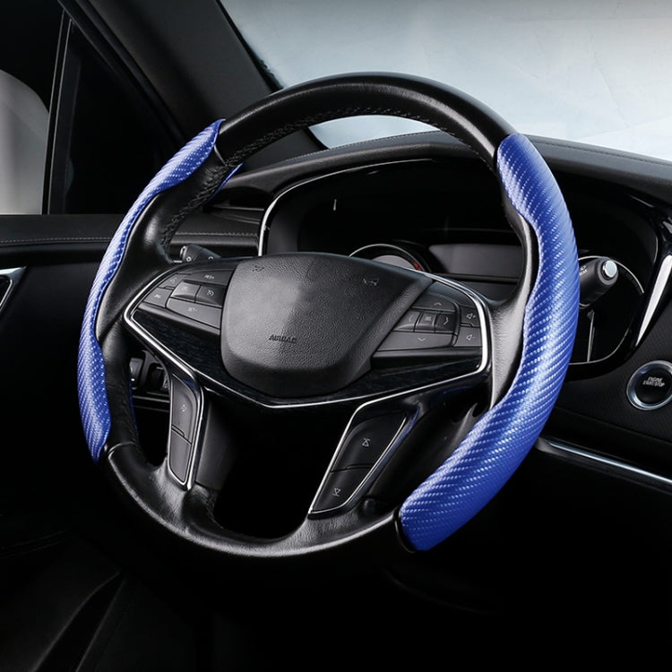 Car Universal Carbon Fiber Texture Leather Steering Wheel Cover (Blue) - Steering Wheel Accessories by PMC TechLife | Online Shopping South Africa | PMC TechLife | Buy Now Pay Later Mobicred
