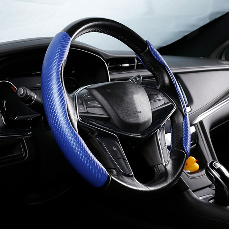 Car Universal Carbon Fiber Texture Leather Steering Wheel Cover (Blue) - Steering Wheel Accessories by PMC TechLife | Online Shopping South Africa | PMC TechLife | Buy Now Pay Later Mobicred