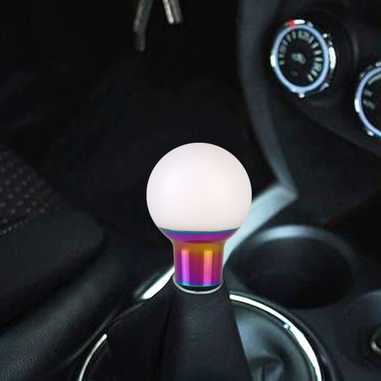 Universal Car Small Round Ball Resin + Carbon Fiber Metal Gear Shift Knob (White) - Shift Knob by PMC Jewellery | Online Shopping South Africa | PMC Jewellery | Buy Now Pay Later Mobicred