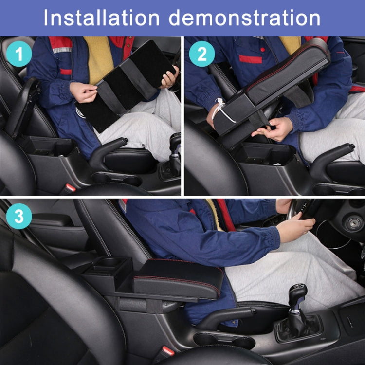 Car Multi-functional Dual USB Armrest Box Booster Pad, Microfiber Leather Straight Type (Black) - Seat Accessories by PMC TechLife | Online Shopping South Africa | PMC TechLife | Buy Now Pay Later Mobicred