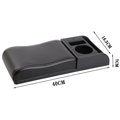 Car Multi-functional Dual USB Armrest Box Booster Pad, Carbon Fiber Leather Curved Type (Black White) - Seat Accessories by PMC Jewellery | Online Shopping South Africa | PMC Jewellery | Buy Now Pay Later Mobicred