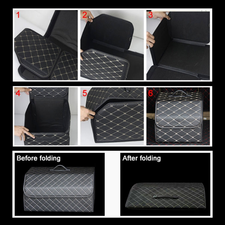 Car Trunk Foldable Storage Box, Rhombic Grid Small Size: 33 x 32 x 30cm (Beige) - Stowing Tidying by PMC Jewellery | Online Shopping South Africa | PMC Jewellery | Buy Now Pay Later Mobicred