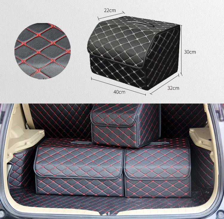 Car Trunk Foldable Storage Box, Rhombic Grid Middle Size: 40 x 32 x 30cm (Black Red) - Stowing Tidying by PMC Jewellery | Online Shopping South Africa | PMC Jewellery | Buy Now Pay Later Mobicred