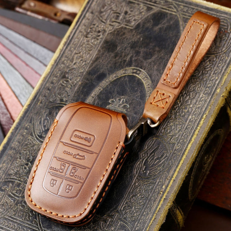 Hallmo Car Genuine Leather Key Protective Cover for Toyota Sienna 5-button(Brown) - Car Key Cases by Hallmo | Online Shopping South Africa | PMC TechLife | Buy Now Pay Later Mobicred