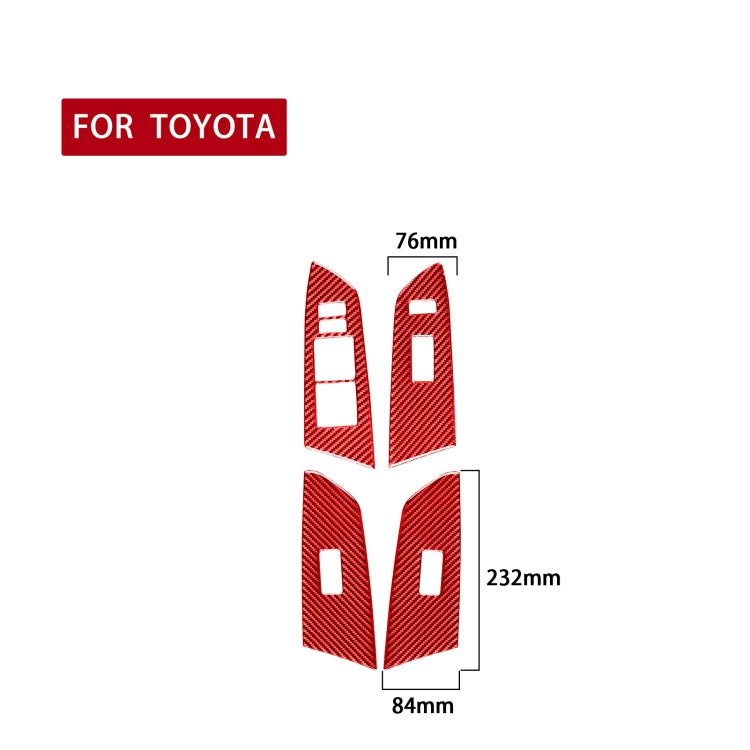 4 PCS / Set Carbon Fiber Car Glass Lift Switch Ring Decorative Sticker for Toyota Tundra 2014-2018,Left Drive (Red) - Car Interior Mouldings by PMC Jewellery | Online Shopping South Africa | PMC Jewellery | Buy Now Pay Later Mobicred