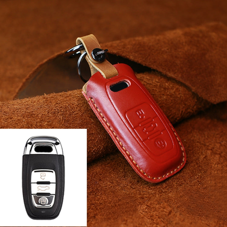 For Audi Series Car Cowhide Leather Key Protective Cover Key Case, B Version 2011-2018 (Red) - Car Key Cases by PMC Jewellery | Online Shopping South Africa | PMC Jewellery | Buy Now Pay Later Mobicred