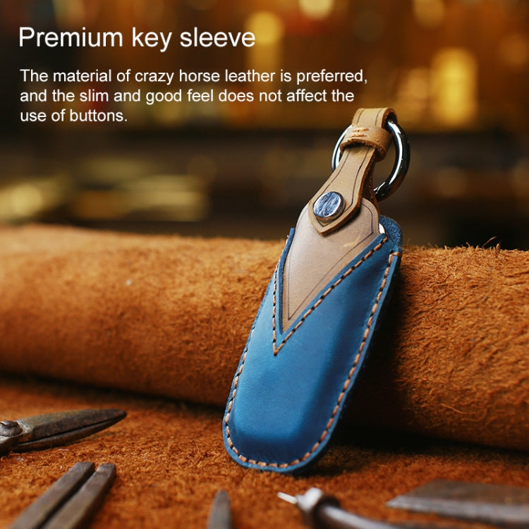 For Audi Series Car Cowhide Leather Key Protective Cover Key Case, B Version 2011-2018 (Red) - Car Key Cases by PMC Jewellery | Online Shopping South Africa | PMC Jewellery | Buy Now Pay Later Mobicred