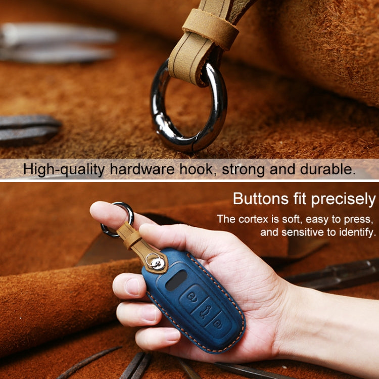 For Audi Series Car Cowhide Leather Key Protective Cover Key Case, C Version 2018 and Above (Blue) - Car Key Cases by PMC Jewellery | Online Shopping South Africa | PMC Jewellery | Buy Now Pay Later Mobicred