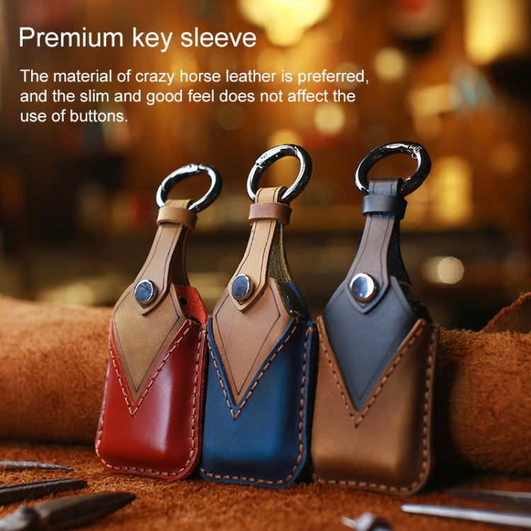 For Honda Car Cowhide Leather Key Protective Cover Key Case, Three Keys Tailgate Version (Blue) - Car Key Cases by PMC Jewellery | Online Shopping South Africa | PMC Jewellery | Buy Now Pay Later Mobicred