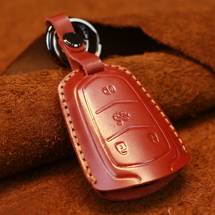 For Cadillac Car Cowhide Leather Key Protective Cover Key Case, Four Keys Version (Red) - Car Key Cases by PMC Jewellery | Online Shopping South Africa | PMC Jewellery | Buy Now Pay Later Mobicred